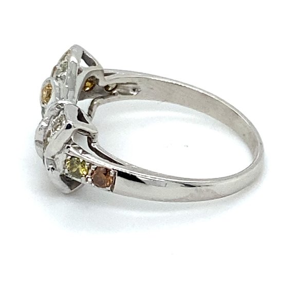 Fancy Diamonds 1.01ct Solid 14K Bow Eternity Ring - Picture 5 of 6